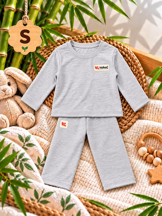 KidKet Luxury Bamboo Loungewear Set - Soft Grey (PCSIR LAB TESTED) UNISEX