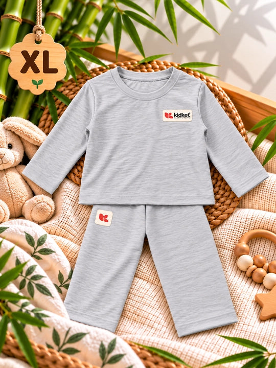 KidKet Luxury Bamboo Loungewear Set - Soft Grey (PCSIR LAB TESTED) UNISEX